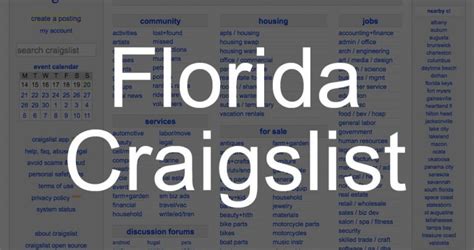 see also. . Craigslist for florida